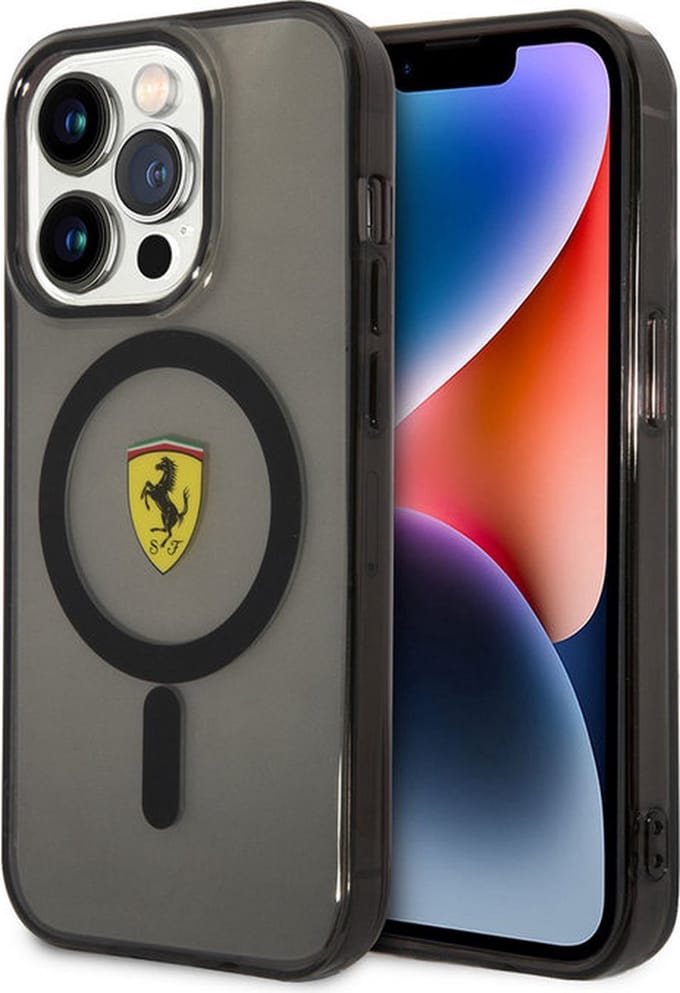 Ferrari Translucent Back Case (MagSafe Compatible) - Geschikt voor Apple iPhone 14 Pro Max (6.7") - Zwart