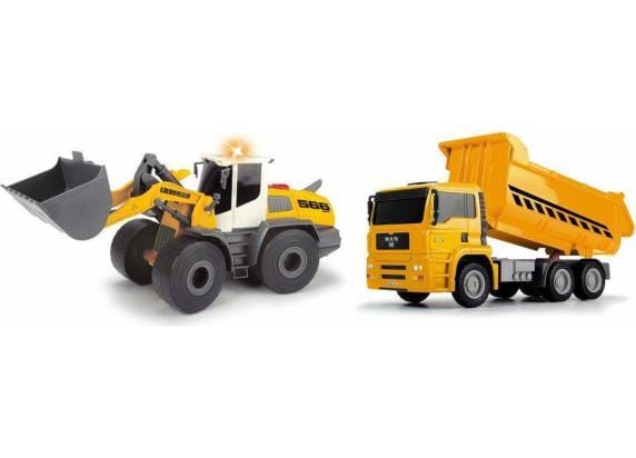 Dickie kiepvrachtwagen en LIebherr lader Voertuigen