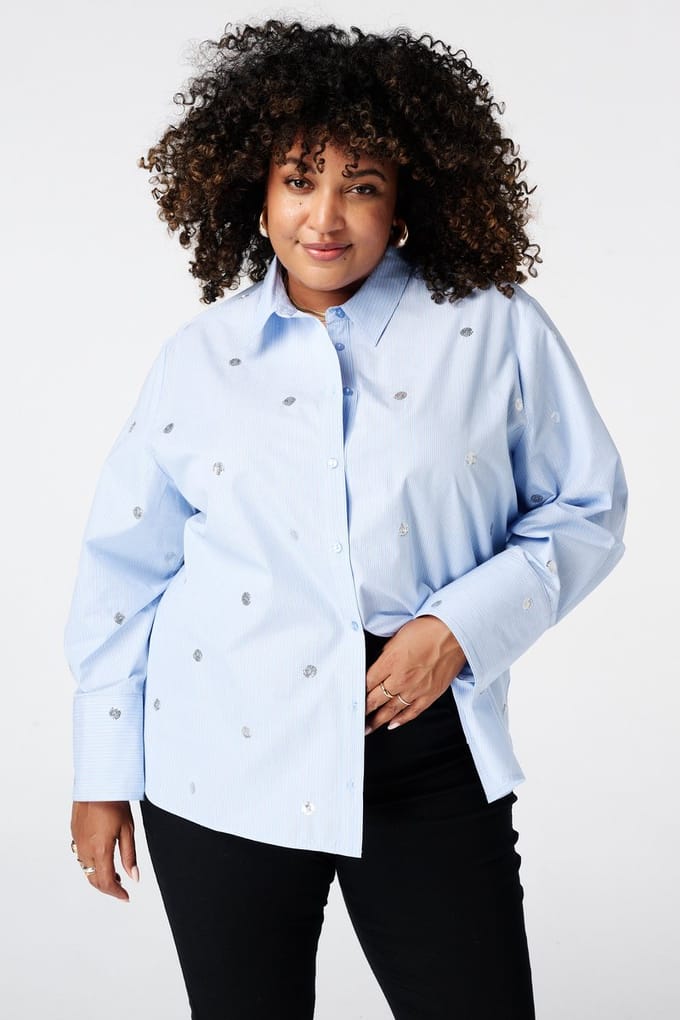 MS Mode Blouse Gestreepte blouse met pailletten