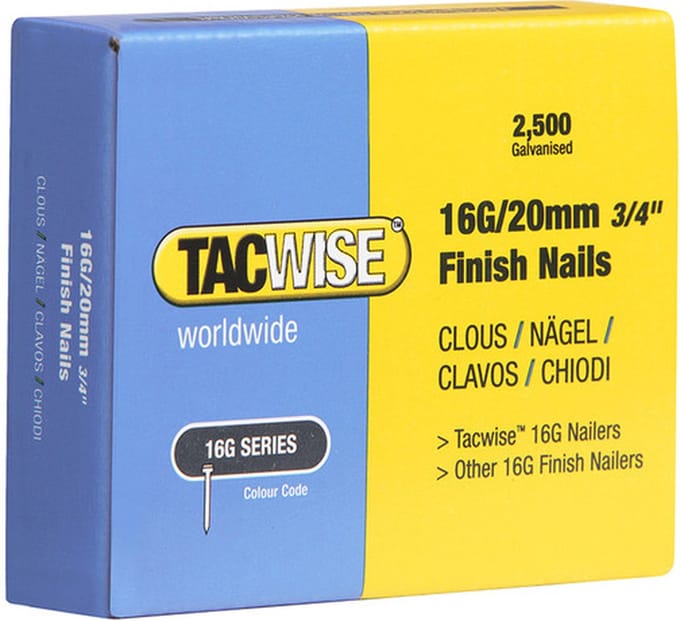 Tacwise afbouwnagel maat 16 - Nagel voor tacker - 20 mm - Gegalvaniseerd - 2500 stuks