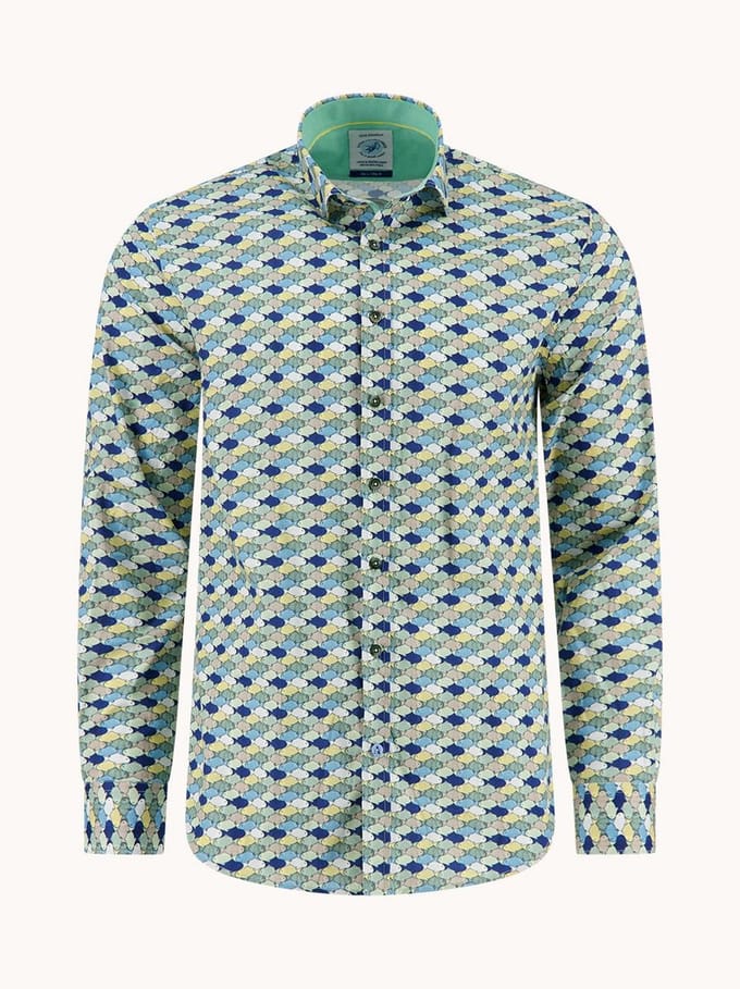 A Fish Named Fred Overhemd Shirt Graphic Fish Multicolor Green (33.019 - 072)