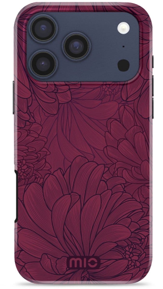 MIO Hoesje Geschikt voor Apple iPhone 17 Pro Max - Compatibel met MagSafe / Qi2 - Hard Shell Back Cover Case Berry Blooms