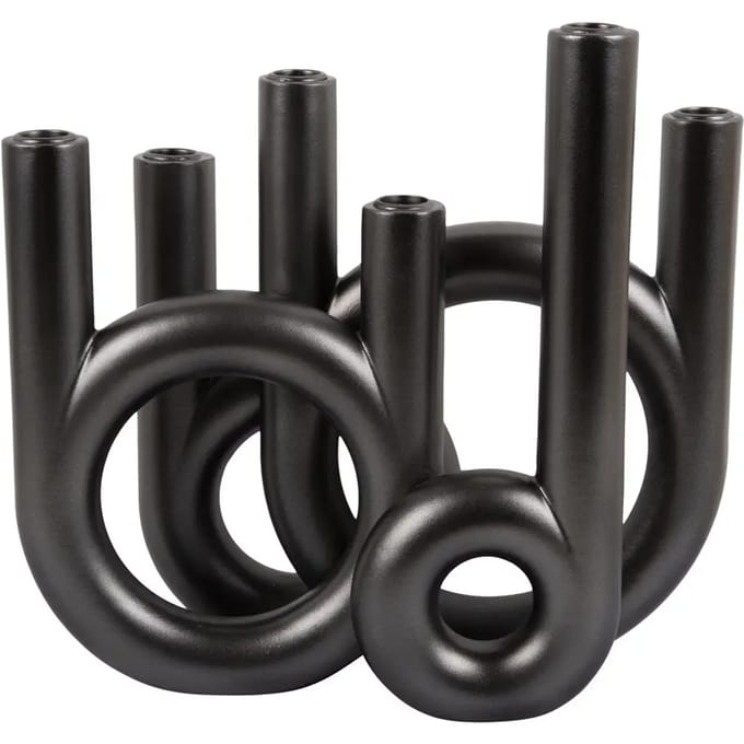 Present Time Kandelaar Rings - Grijs - 35x13.5x32.5cm - Scandinavisch - Polyresin