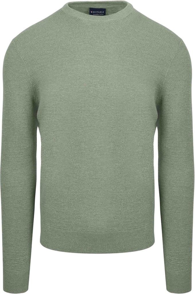 Suitable Trui Structuur Groen - Maat XXL - Heren - Sweater