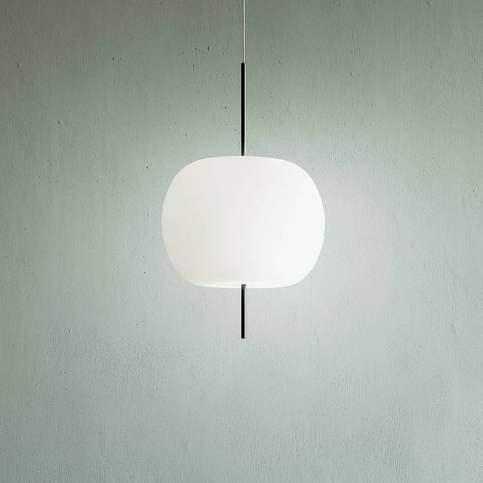 kdln hanglamp Kushi, zwart/wit, Ø 33 cm, glas
