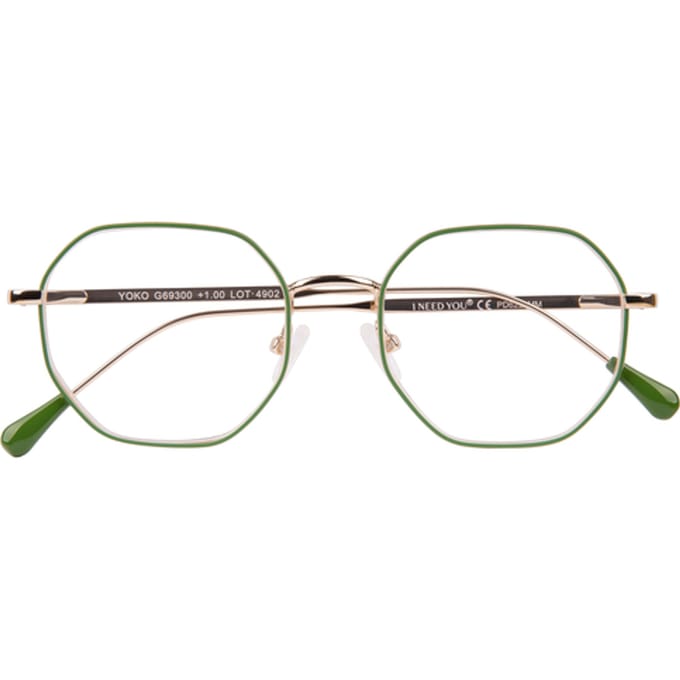 Leesbril I Need You Yoko +1.0 dpt groen-goud