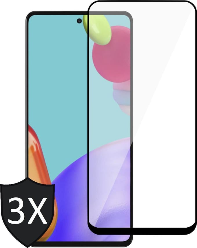 Screenprotector geschikt voor Samsung A52 - 3x Full Screen Protector Glas