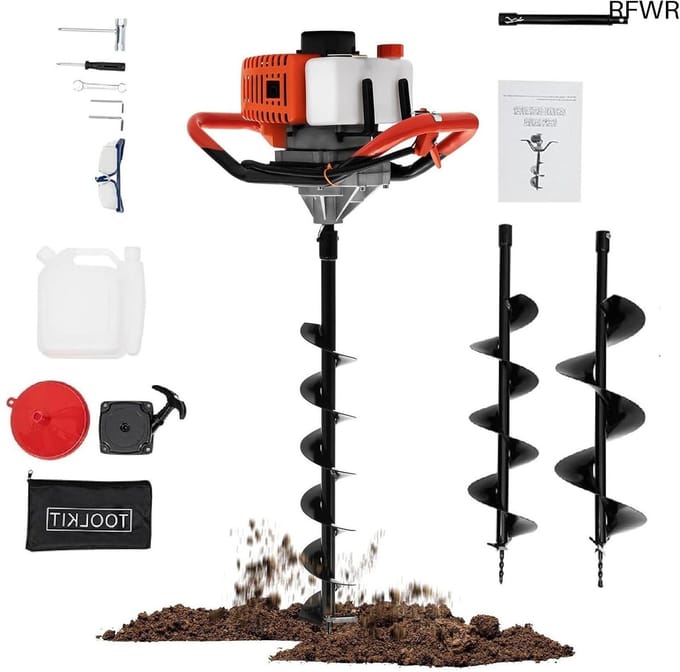 RFWR® Grondboor 52cc met 3 Boren voor Tuinbouw