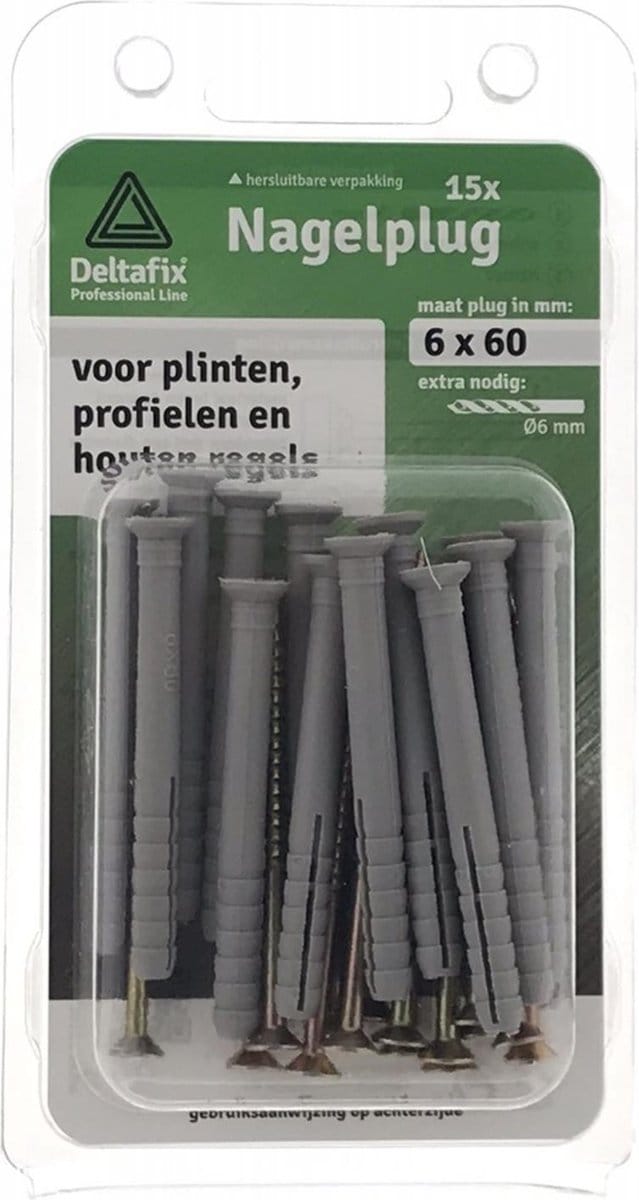 NAGELPLUG 6 MM / 60 MM 15 stuks in verpakking