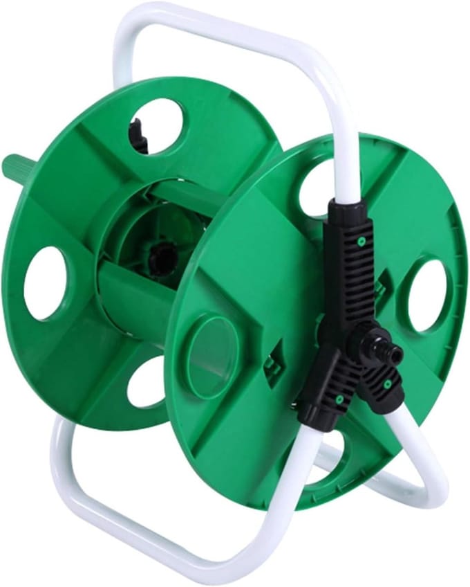 Slangen Reel Kar - Tuinslang Organizer - Tuin Besproeien - Stabiele Driehoekige Constructie - 45m Slang Capaciteit - Grijs