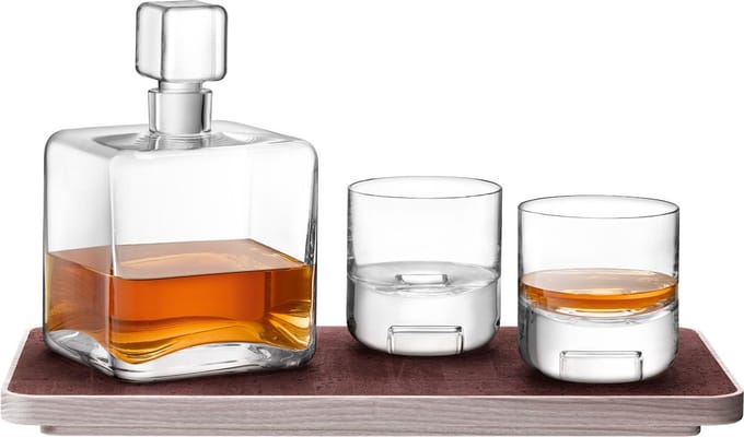 L.S.A. - Cask Whisky Connoisseur Set met Dienblad Set van 3 Stuks - Glas - Transparant -
