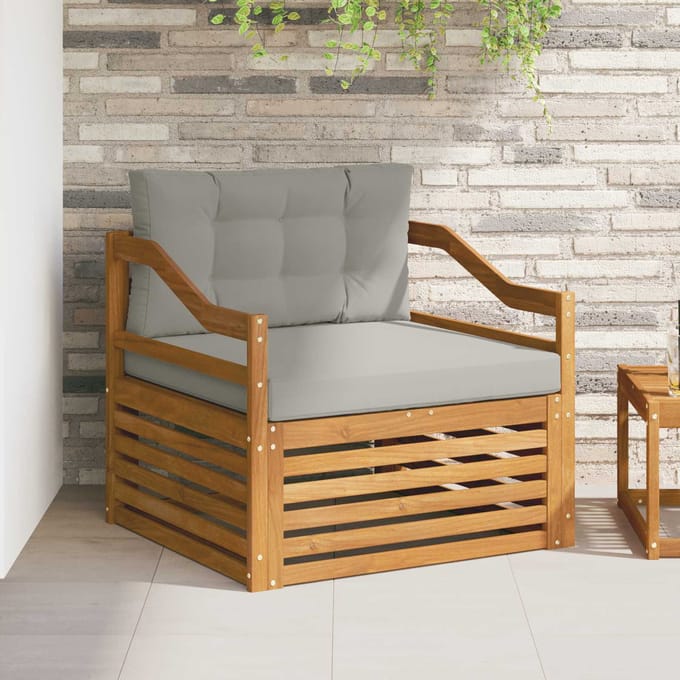 vidaXL - Buitensofa - Naturel - en - lichtgrijs
