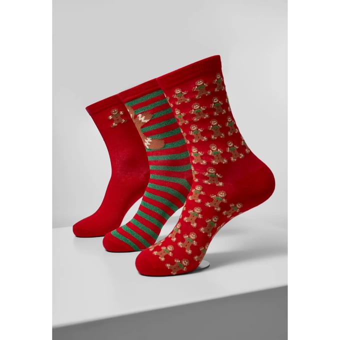 Urban Classics - Christmas Gingerbread Lurex 3Pack Sokken - 39/42 - Multicolours