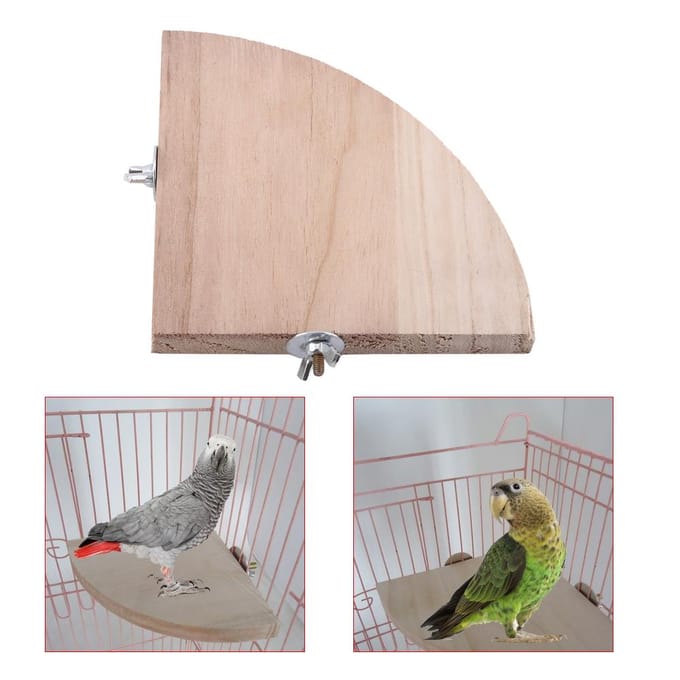 Vogelkooi Stok Standaard Platform Houten Waaiervorm Papegaai Hamster Klein Dier Huisdier Parkiet Speelgoed beige