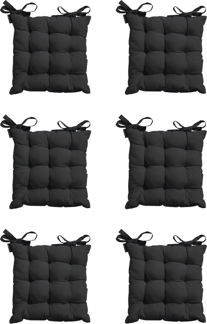 Madison - Zitkussen - Universeel - 6 stuks - 46 x 46 cm - Zwart - Tuin