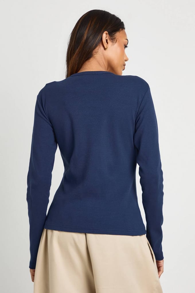 boohoo Dames Zwangerschaps Basic Rib met lange mouwen longline getailleerde top | Marineblauw | Maat: 44