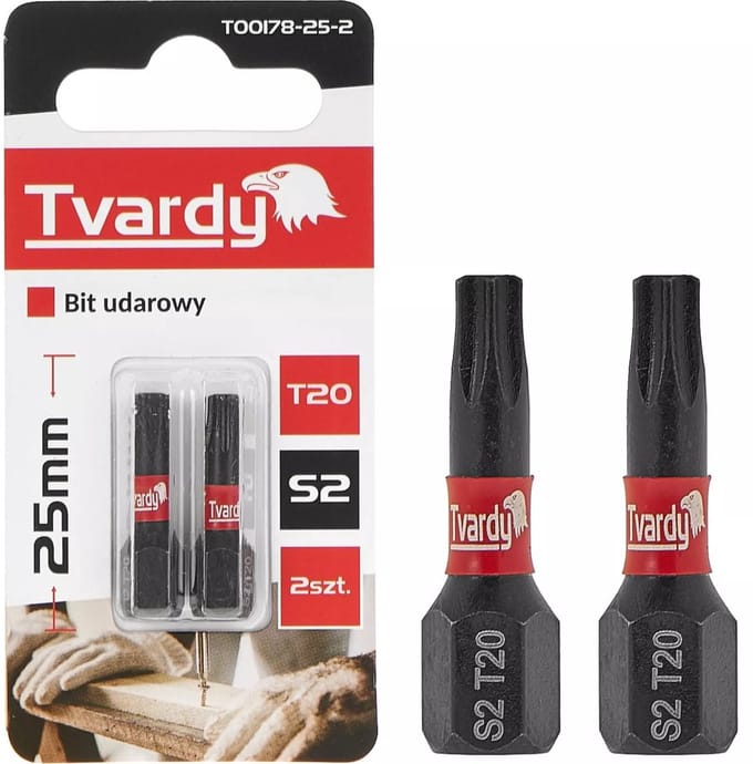 Tvardy Impact bit T20 - S2 staal - 25mm - Magnetische punt - Set van 2