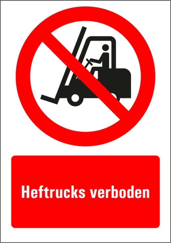 Heftrucks verboden tekststicker 210 x 148 mm (A5)
