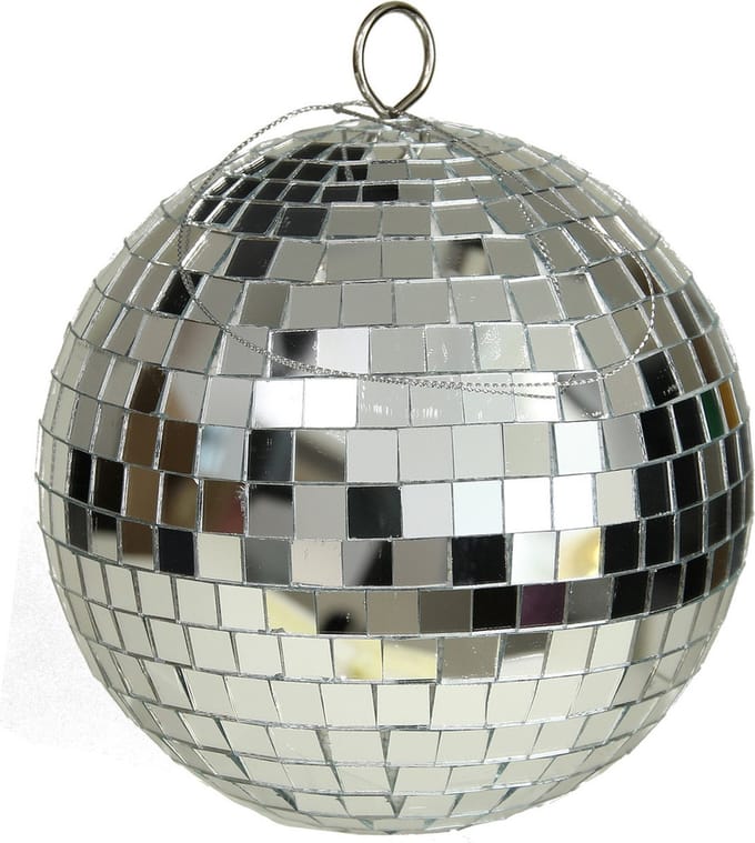 Othmar Decorations discobal kerstballen - zilver - 15 cm - kunststof