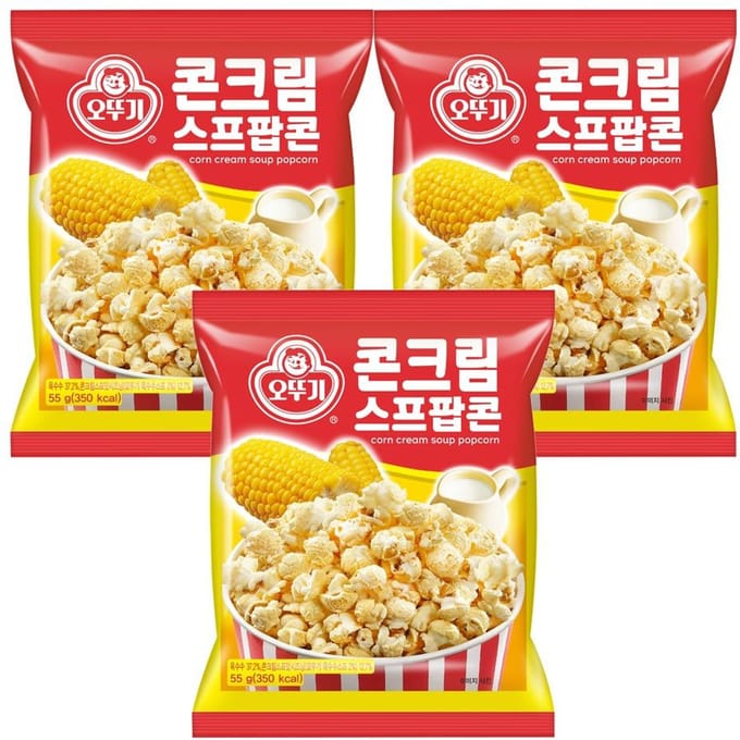 Ottogi Mais Roomsoep Popcorn Zoet Hartig Knapperige Snack 55g x 3 Pakken yellow