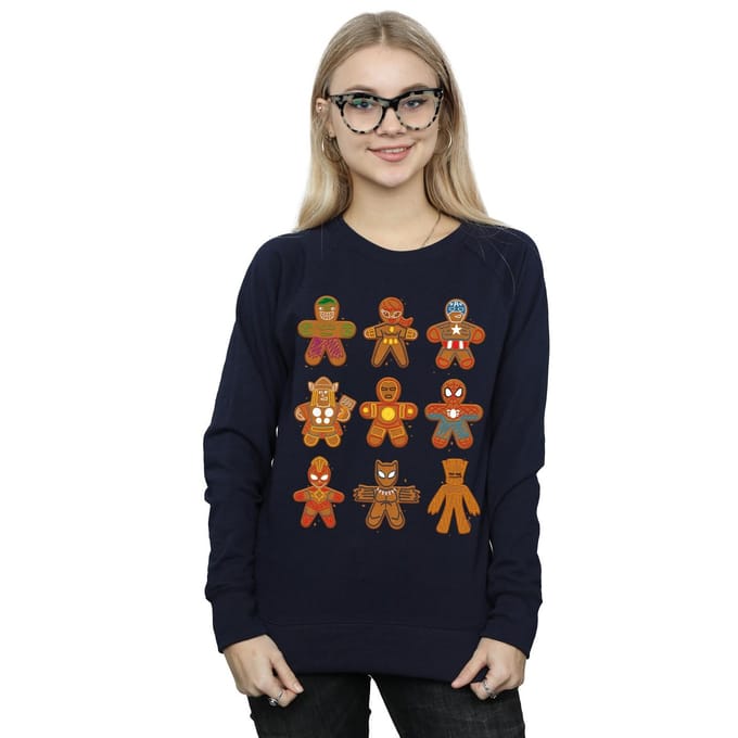 Marvel Dames/Dames Avengers Kerstmis Gingerbread Sweatshirt (Marineblauw)
