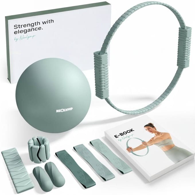 NEOLYMP Pilates Thuis Set – Complete Uitrusting met Bal, Ring & Gewichten