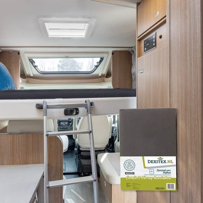 Dexitex hefbed 1 x Hoeslaken Antraciet / Geschikt voor Camper
