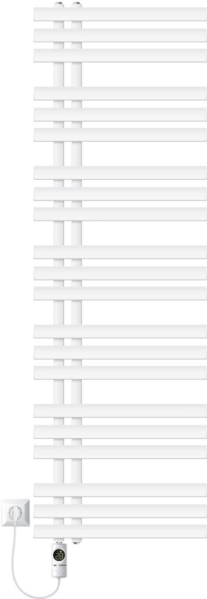 LuxeBath elektrische badkamer radiator Ijzer EM 500x1600 mm wit met verwarmingselement 1200W thermostaat digitaal display, handdoekradiator elektrische handdoekwarmer paneelradiator design radiator