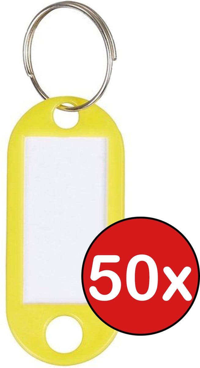 Sleutellabels Sleutelhanger Bagagelabel Sleutellabel Gekleurde Naamlabels Label - Geel - 50 PACK