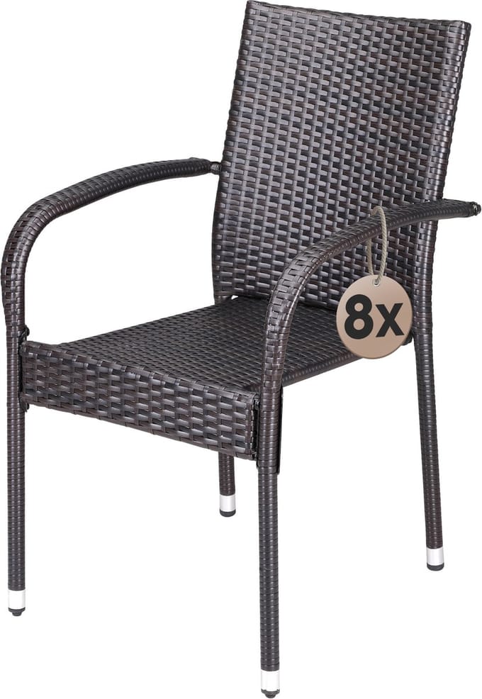 Casaria Tuinstoelen Stapelbaar – Set van 8 – 90x56x60 cm – Bruin