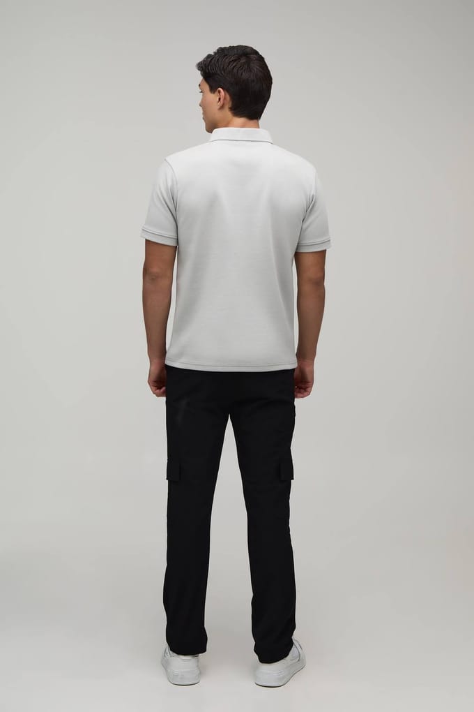 Slim Premium Interlock Polo Met Ritssluiting Bij De Hals | Grey | Size XS