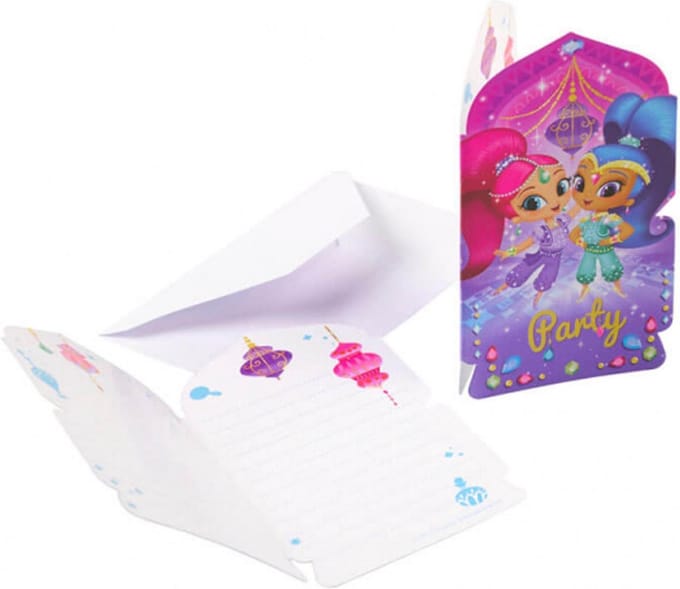 AMSCAN - 8 Shimmer + Shine uitnodigingen en enveloppen