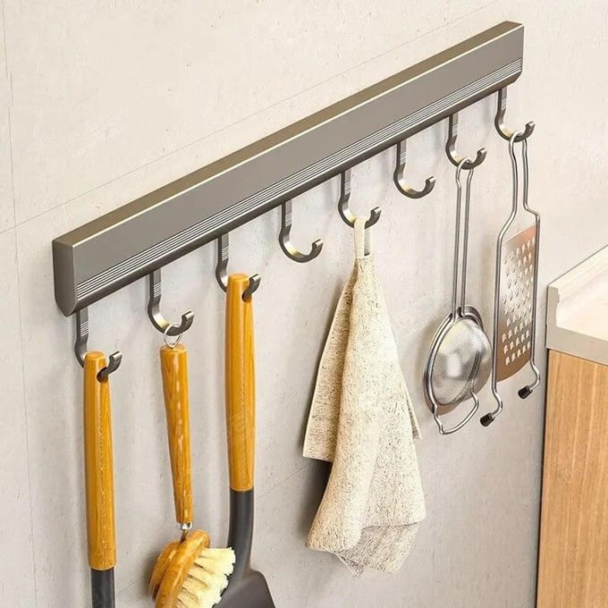 Crochets muraux support sans poinçon cuisine rangement rangée support de crochet salle de bain Robe serviette cintres multi-usages crochets gray