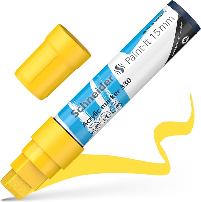 Schneider acrylmarker - Paint-It 330 - 15mm - geel - acrylstiften - S-120305