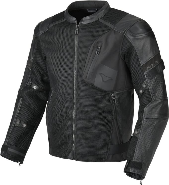 Macna Olsan Solid geperforeerd Motorfiets Leer/Textiel Jas -