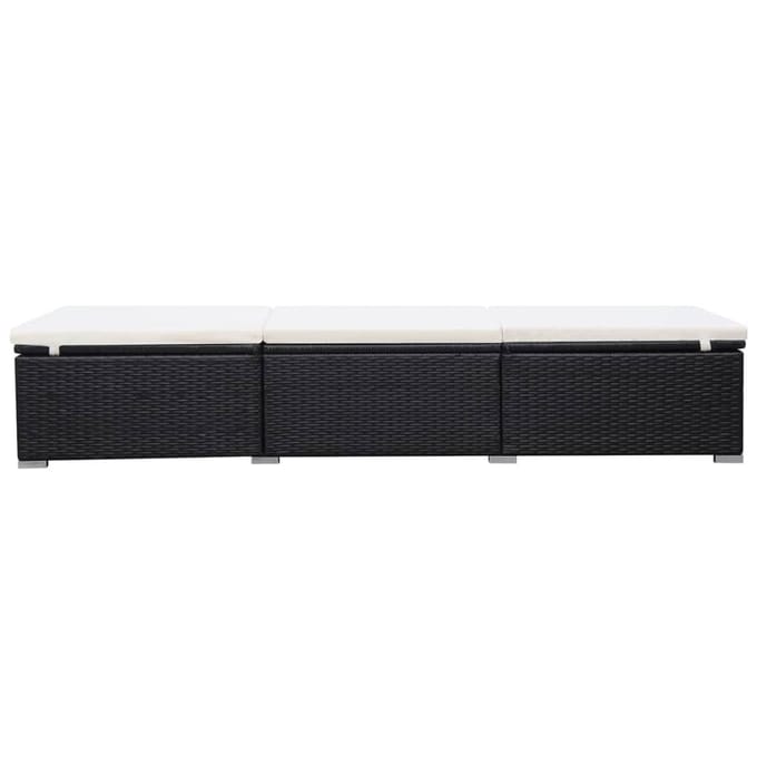 vidaXL - Ligbed - met - kussen - poly - rattan - zwart