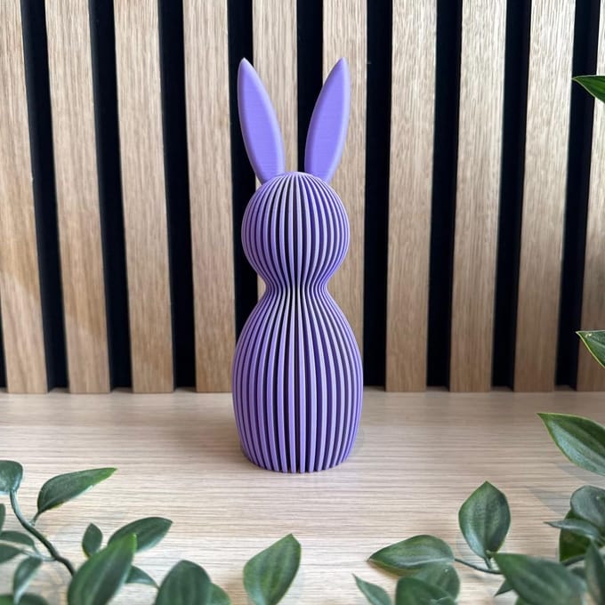 Decoratieve Paashaas 14 cm hoog - Pastelpaars - JM Woods