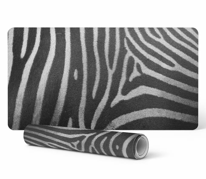 Moderne bureauonderlegger met originele zebraprint, 90x45 cm