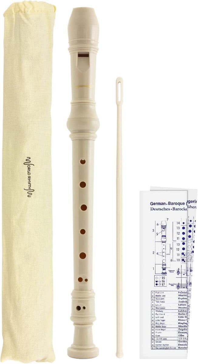 School Recorder - Descant Fluit - Muziek Leren - 3-Delig Ontwerp - 34 cm Pakket - Wit