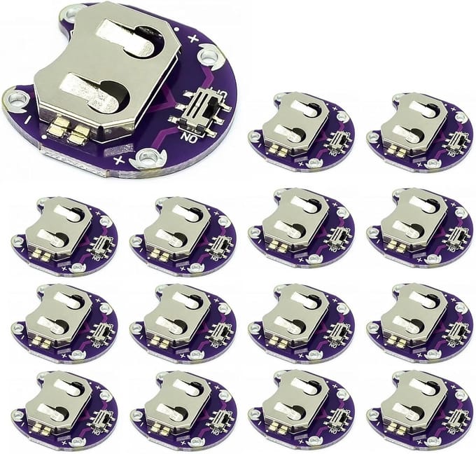 Knoopcel Batterijhouder - Module Houder - Doe-het-zelf Projecten - Geïntegreerde Schuifschakelaar - 2.8 cm Diameter - Paars