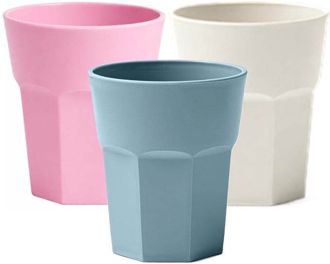 Plasticforte onbreekbare drinkglazen - 9x stuks - kunststof/plastic - mix van 3 kleuren - 360 ml - 10 x 9 cm