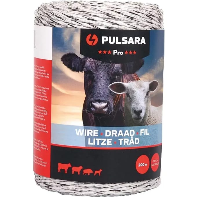 Pulsara Schrikdraad Pro 200m Wit – Krachtig Draad Voor Kleinere Percelen