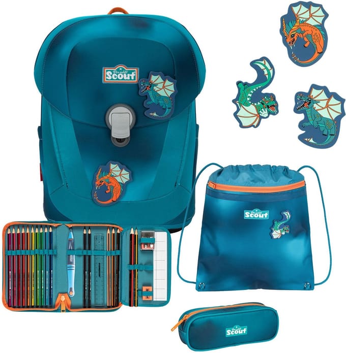 Scout schooltas Superflash Sunny II Set 4-delig Seadragon blauw