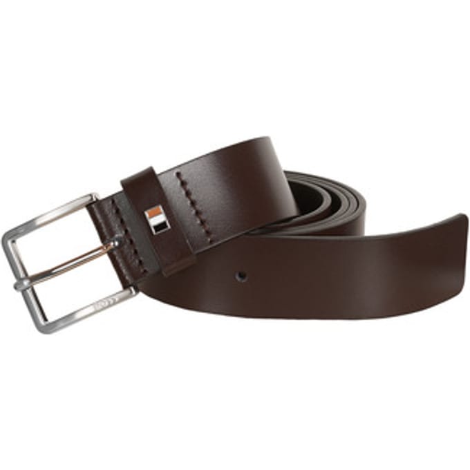 BOSS Leren Riem Ther-Flag-E Sz35 Leather Belt W100 Dark Brown Donkerbruin