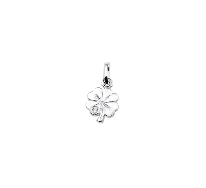 Zilver Gerhodineerde Hanger klavertje strass 1329944