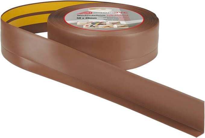 Zelfklevende Zachte PVC Plint 50x20mm Bruin - 1 Meter Flexibele Randafwerking