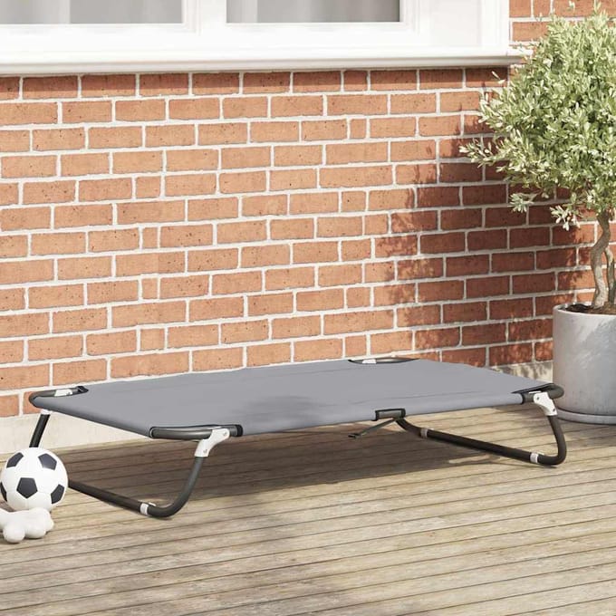 vidaXL - Hondenbed - 105 - x - 65 - x - 18 - cm - Staal - Lichtgrijs