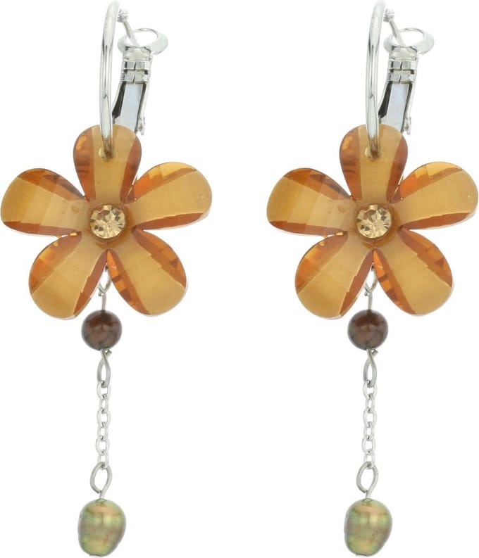 Behave - Oorbellen - Oorringen bloemenmotief - elegant alledaags - 4 cm