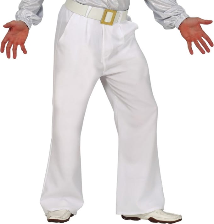 Fiestas Guirca - Disco broek man wit - M - Carnavalskleding - Carnaval - carnavalskleding 2027 - Carnaval kostuum
