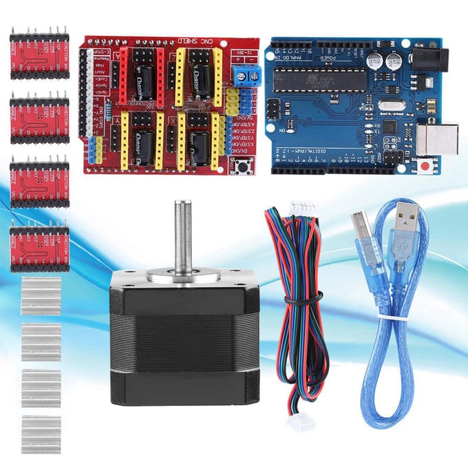 Pour les kits de contrôleur CNC Shield de Quimat avec moteur pas à pas pour imprimante 3D black